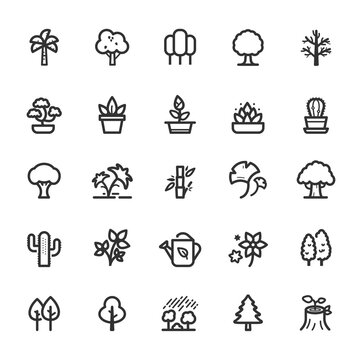 Icon set - Tree and Natural line icon