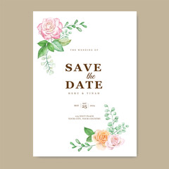 Wedding invitation with lovely watercolor flowers
