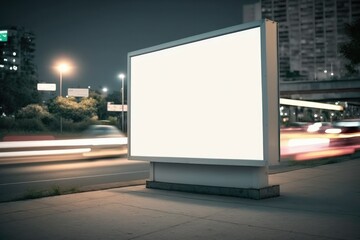 Fototapeta premium Billboard blank on road in city for advertising background Generative AI