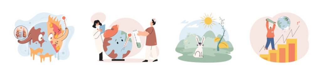 Climate change concept. Global warming metaphor. Nature environment danger, energy business industr, climate change saving planet, air pollution. Temperature rising animal extinction. Environment Day