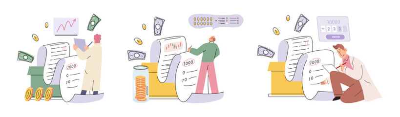 Budget plan concept. Evaluates income and expenses, analyzes investments and savings. Financial literacy and economics, accounting. Planning and distribution of money. Income and expenses report