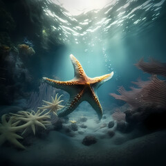 Star fish Sea Under Water. generative AI