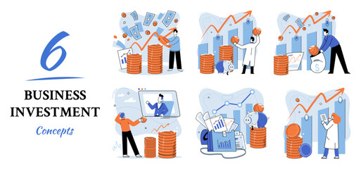 Business investment metaphor. Investment capital for profit and income multiplying. Buying shares and funds, modern economy. Investor strategy, financing business activities. Active or passive income