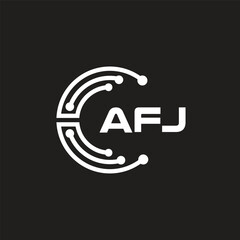 AFJ letter logo design on black background. AFJ creative initials letter logo concept. AFJ letter design.
