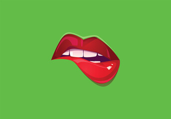 Obraz premium this is lips with red lipstick vector illustration design