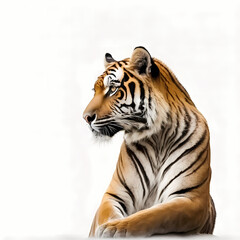 Tiger Isolated White. Generative AI