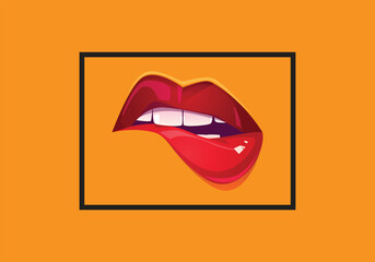 this is lips with red lipstick vector illustration design