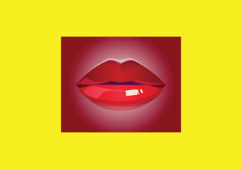 this is lips with red lipstick vector illustration design