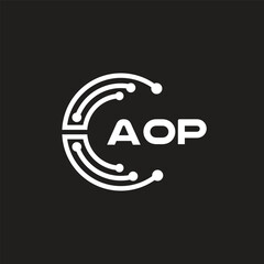 AOP letter logo design on black background. AOP creative initials letter logo concept. AOP letter design.
