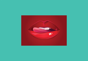 this is lips with red lipstick vector illustration design