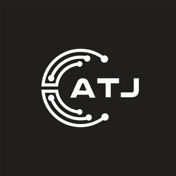 ATJ letter logo design on black background. ATJ creative initials letter logo concept. ATJ letter design.
