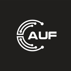 AUF letter logo design on black background. AUF creative initials letter logo concept. AUF letter design.
