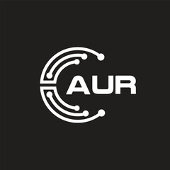 AUR letter logo design on black background. AUR creative initials letter logo concept. AUR letter design.
