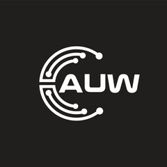 AUW letter logo design on black background. AUW creative initials letter logo concept. AUW letter design.
