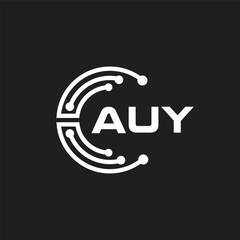 AUY letter logo design on black background. AUY creative initials letter logo concept. AUY letter design.
