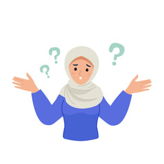 Hijab woman  showing confused expression vector