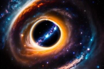 Obraz premium Abstract outer space endless nebula galaxy background. Generative ai