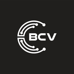 BCV letter logo design on black background. BCV creative initials letter logo concept. BCV letter design.
