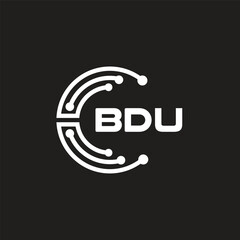 BDU letter logo design on black background. BDU creative initials letter logo concept. BDU letter design.
