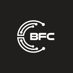 BFC letter logo design on black background. BFC creative initials letter logo concept. BFC letter design.
