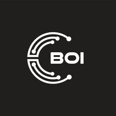 BOI letter logo design on black background. BOI creative initials letter logo concept. BOI letter design.
