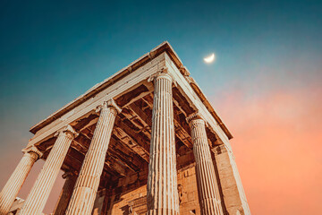 Parthenon over night sky background