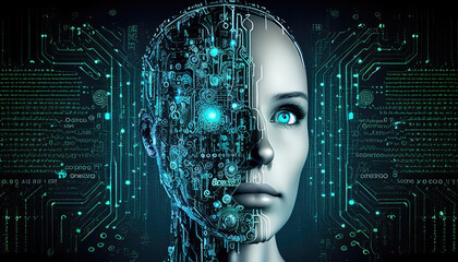 Künstliche Intelligenz, Abstrakte Abbildung von Kopf, Generative AI