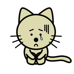 落ち込んでいるネコ　イラスト