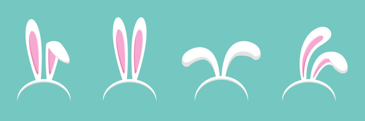Set of cartoon rabbit ears in a flat design