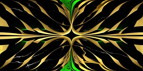 Fototapeta premium modern computer animation in liquid black and green marble. kiakiaa style design. Ai generative technology vr ready, abstract background