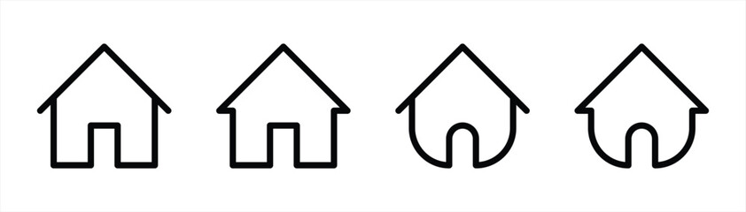 house icon set simple. home icon symbol sign collections line style, vector illustration	
