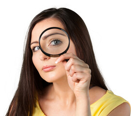 Portrait of a Woman Looking Through Magnifying Glass