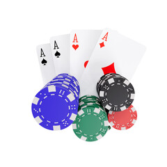 Obraz premium 3d illustration- Playing cards with gambling chips