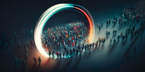 Futuristic city-centered hyper loops gateway, AI machine learning, digital cyber community,metaverse or new world globalization generative ai technology