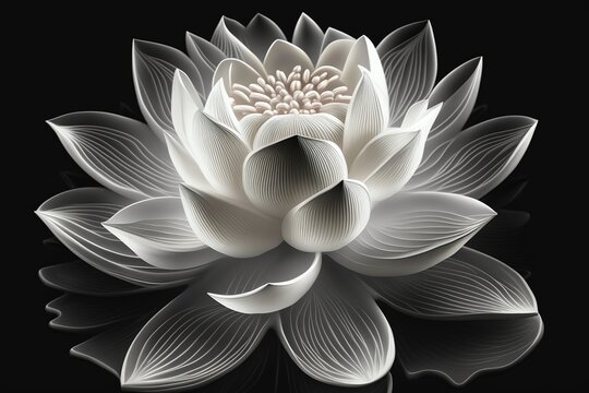 Delicate white lily on a black surface. Generative AI