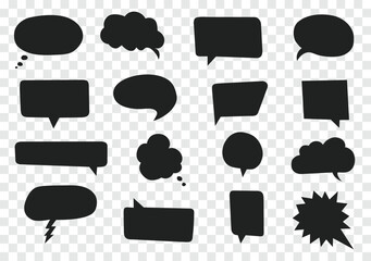 Set of speech bubbles isolated on transparent background. Vector illustration.