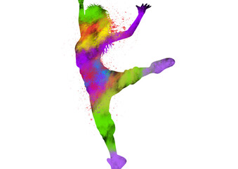 Fototapeta premium Watercolor Dancer drawing, silhouette of a dancing person, Watercolor dancing, Hiphop, Classical