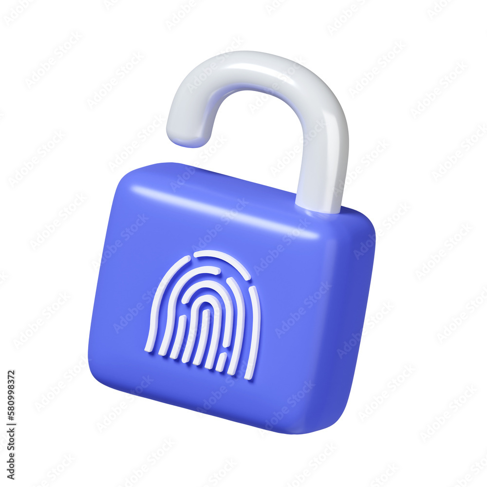 Poster fingerprint. fingerprint security system. Identity verification. secure access digital identity. icon isolated on white background. 3d rendering illustration. Clipping path.
