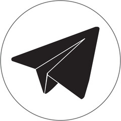 Black vectorized paper plane icon, ideal for instagram highlights.