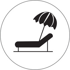 Black vectorized deck chair icon, ideal for instagram highlights stories.