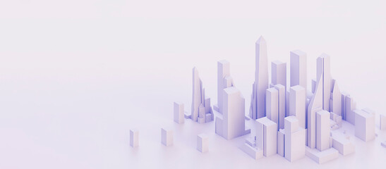 Abstract background with white skyscrapers, copy space. Generative AI