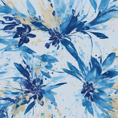 Blue scattered abstract flowers 