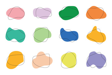 Collection of hand drawn flat abstract shapes. Irregular shape.