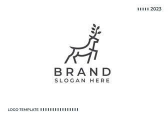 outline deer line art logo vector icon template illustration
