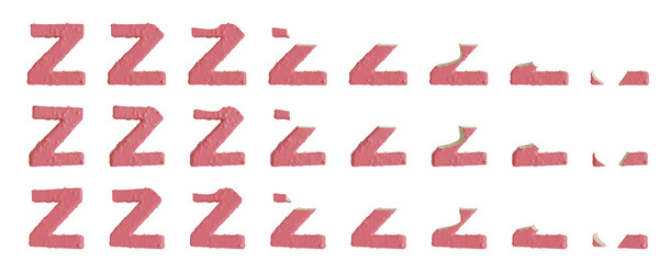 Milk strawberry with Almonds and Vanilla Ice Cream Bars Z-shaped, 3D rendering