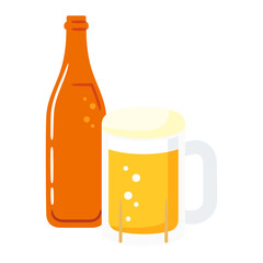 瓶ビールと生ビールジョッキ.