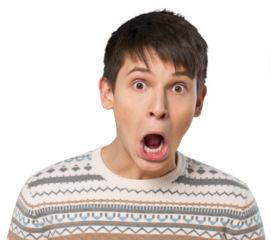 Surprise man teenager male shocked young adult facial expression