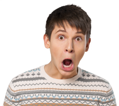 Surprise man teenager male shocked young adult facial expression