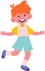 Happy boy play with robot