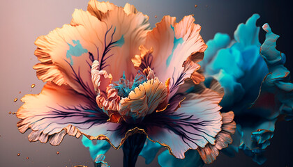 Obraz na płótnie Canvas Abstract fluid ink flower. Generative AI